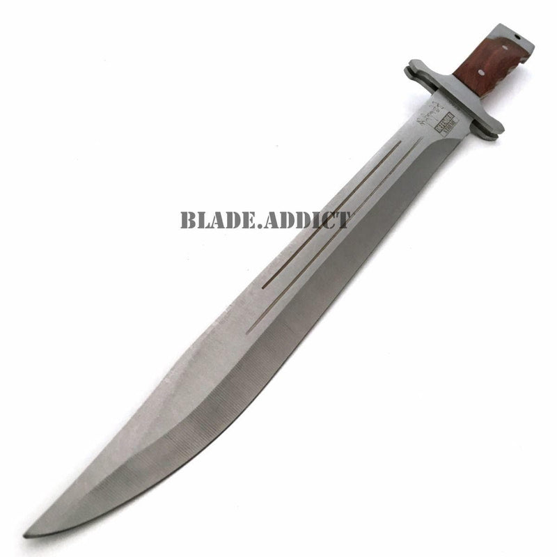 18" FULL TANG MACHETE HUNTING KNIFE SWORD WOOD HANDLE W/ SHEATH - BLADE ADDICT