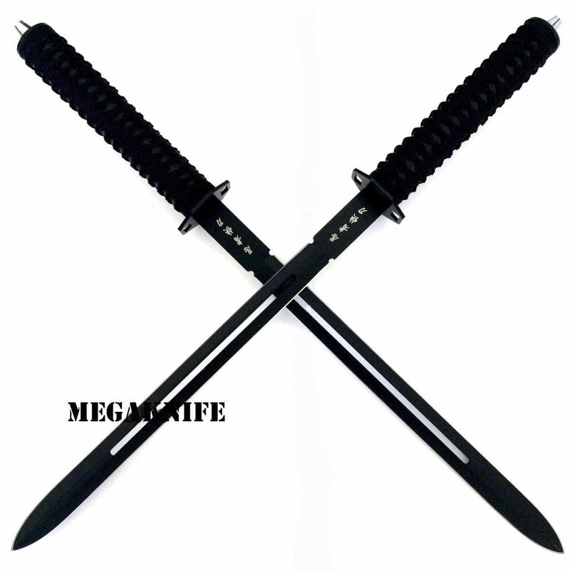 2 PC 23" HUNTING NINJA MACHETE KNIFE FULL TANG SURVIVAL SWORDS - BLADE ADDICT