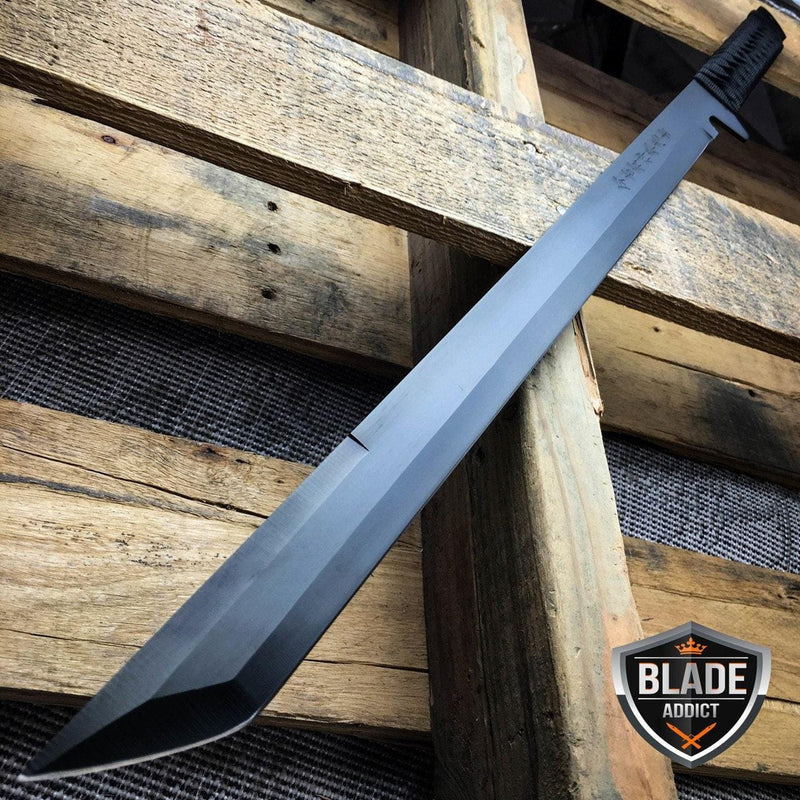 2 PC 27" FULL TANG NINJA SWORDS ZOMBIE TACTICAL SURVIVAL KNIFE - BLADE ADDICT