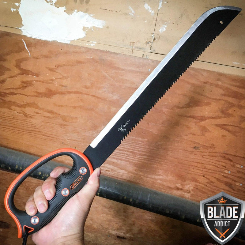 25" SURVIVAL HUNTING Sawback Military FULL TANG MACHETE Fixed Blade Knife SWORD - BLADE ADDICT