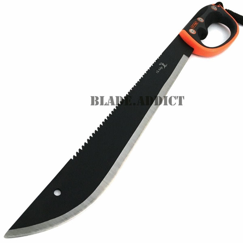 25" SURVIVAL HUNTING Sawback Military FULL TANG MACHETE Fixed Blade Knife SWORD - BLADE ADDICT