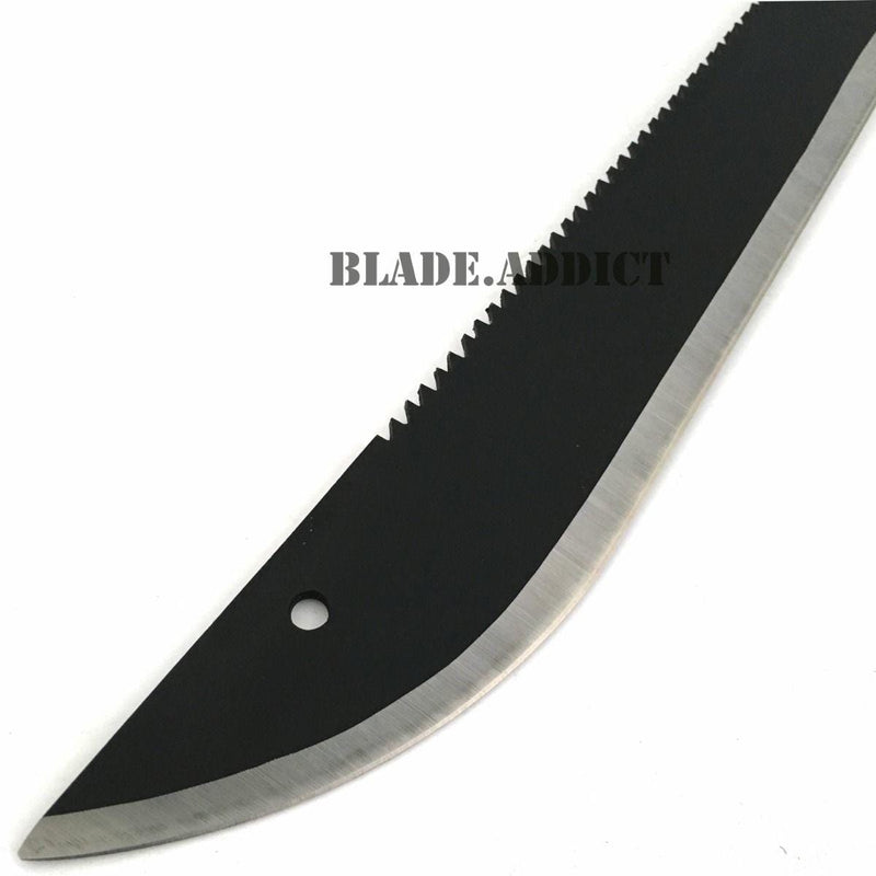 25" SURVIVAL HUNTING Sawback Military FULL TANG MACHETE Fixed Blade Knife SWORD - BLADE ADDICT