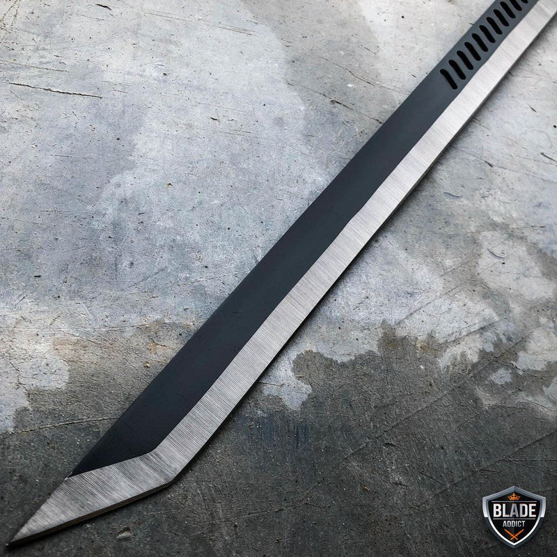 28" NINJA SWORD Machete Tactical Fixed Blade Katana + Throwing Knives - BLADE ADDICT