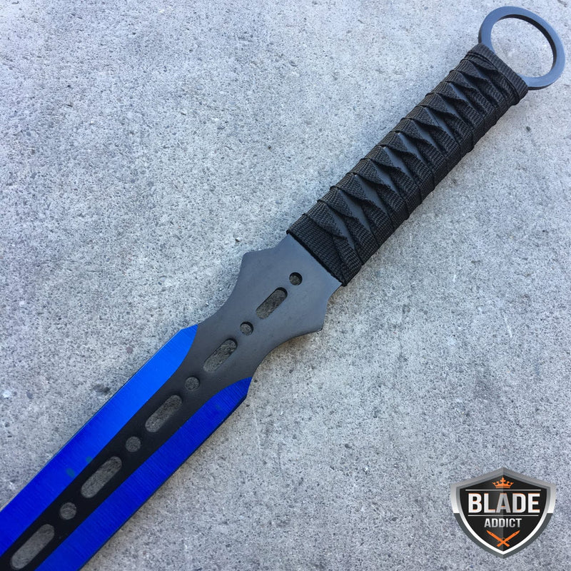BLUE NINJA SWORD Full Tang Tactical Blade Katana 2PCS Throwing Knife - BLADE ADDICT