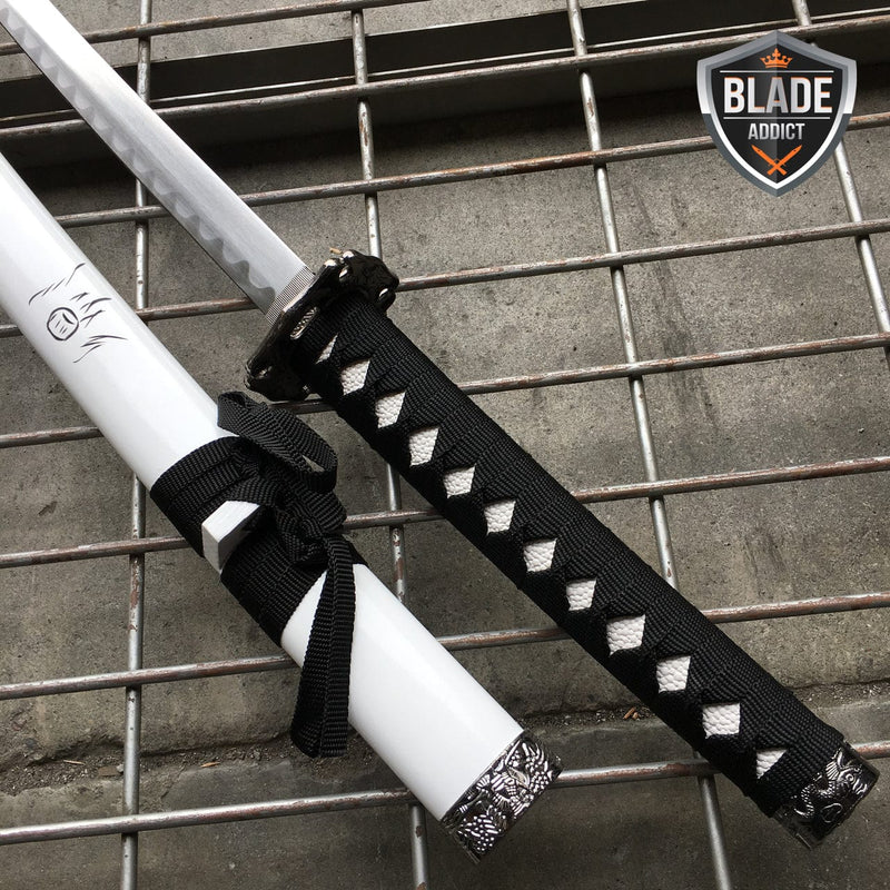 Japanese Samurai Sword KATANA High Carbon Steel Ninja Blade WHITE Dragon Tang - BLADE ADDICT