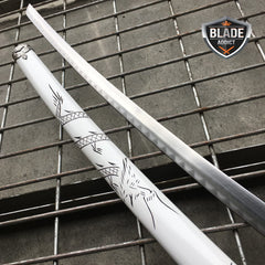 Japanese Samurai Sword KATANA High Carbon Steel Ninja Blade WHITE Dragon Tang - BLADE ADDICT