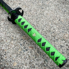ZOMBIE HUNTER GREEN Katana NINJA SAMURAI Sword BIOHAZARD TSUBA - BLADE ADDICT