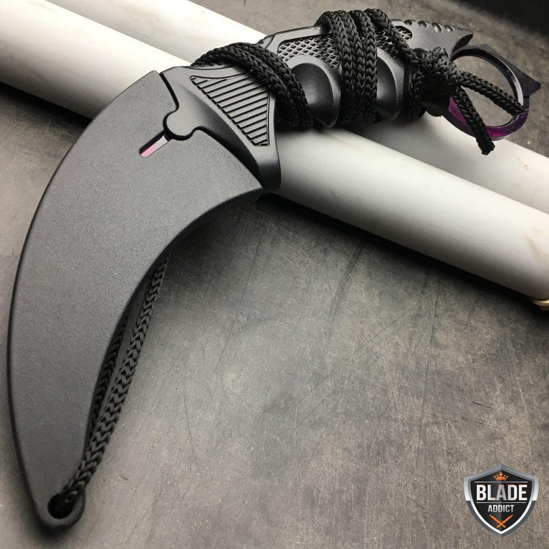 3 PC CSGO Black Galaxy Gut Hook Fixed Blade Flipper Knife Karambit SET - BLADE ADDICT