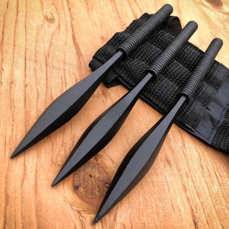 3 PC 6" Ninja Throwing Spikes Set Dart Quills Knife Kunai Daggers - BLADE ADDICT
