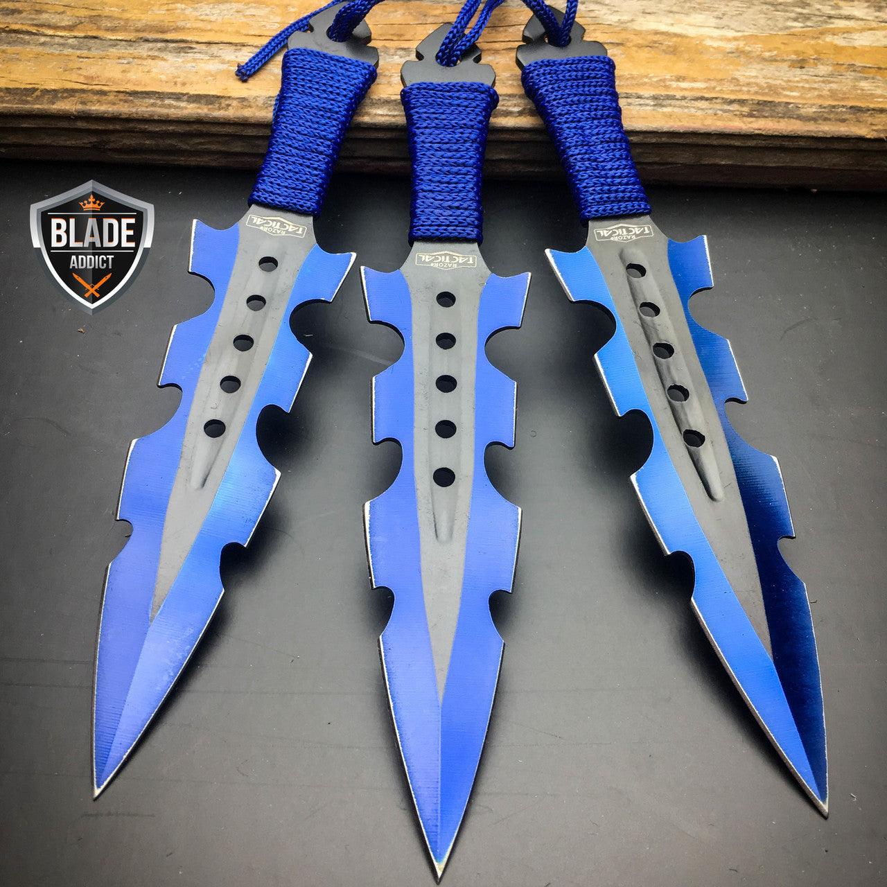 9 PC Blue Tactical Ninja Sword Knife Set