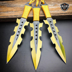 3PC Gold Kunai Throwing Knives - BLADE ADDICT