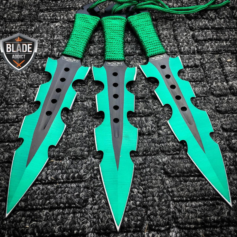 3PC Green Kunai Throwing Knives - BLADE ADDICT