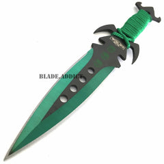 3Pc NINJA Kunai Throwing Knife Set W/Sheath GREEN - BLADE ADDICT