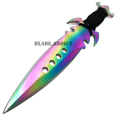 3Pc Real Kunai Throwing Knives W/Sheath Rainbow - BLADE ADDICT