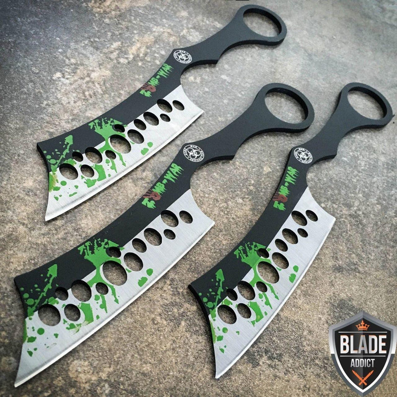 3PC Zombie Cleaver Hunter Throwing Knives - BLADE ADDICT