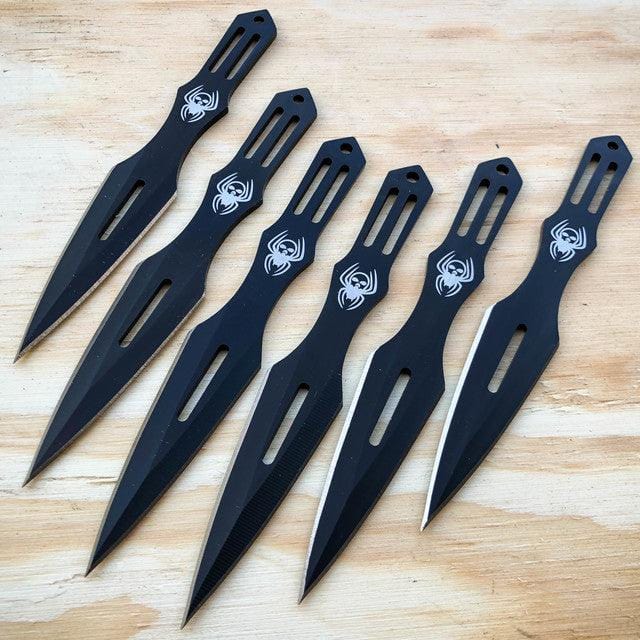 6PC 5.5" SPIDER Naruto Kunai HUNTING Throwing Knives Ninja Knife Set + SHEATH - BLADE ADDICT