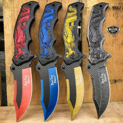 Heavy Duty DRAGON Tactical Spring Assisted Open Folding Pocket Knife - BLADE ADDICT