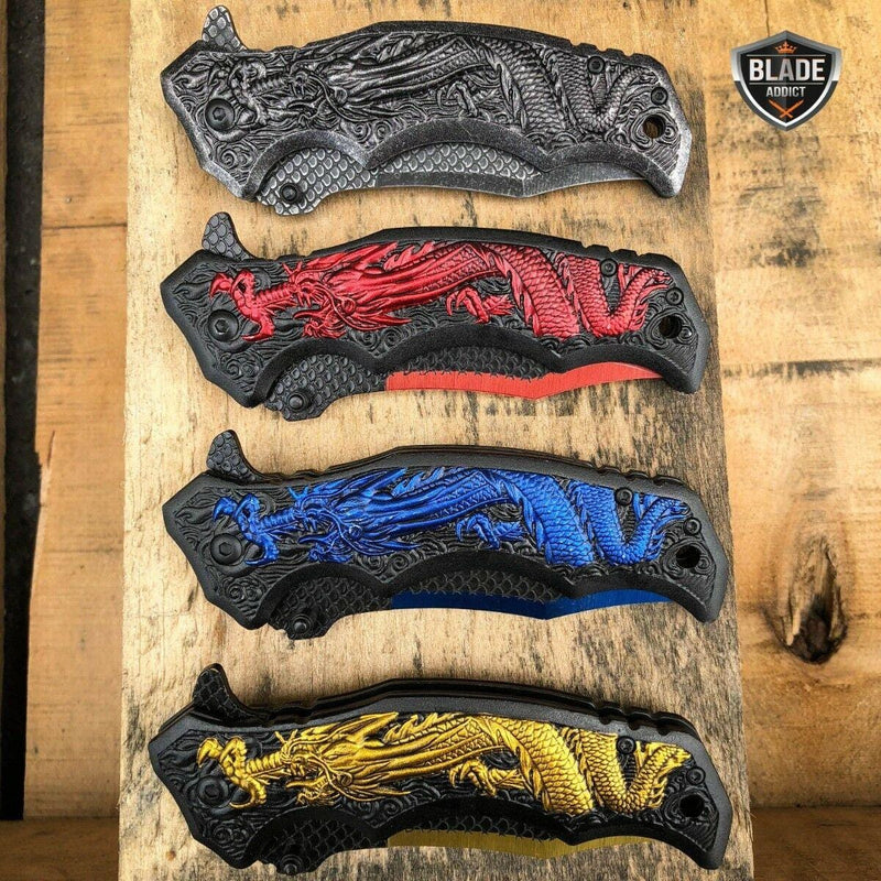 Heavy Duty DRAGON Tactical Spring Assisted Open Folding Pocket Knife - BLADE ADDICT