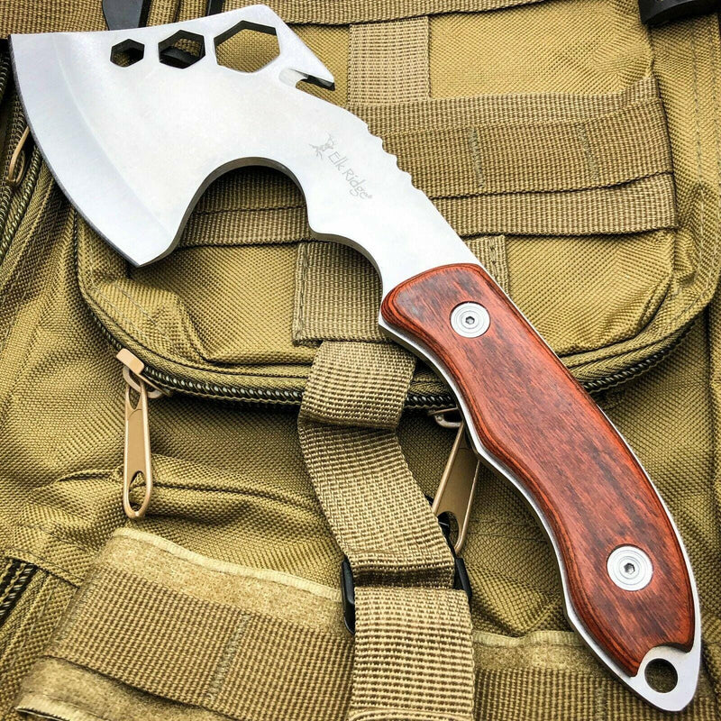 10.5" ELK RIDGE FIXED BLADE THROWING AXE BATTLE HATCHET CAMPING KNIFE - BLADE ADDICT