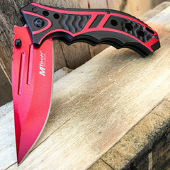 8.25 M-Tech Red Spring OPEN Assisted Tactical Folding Pocket Knife - BLADE ADDICT