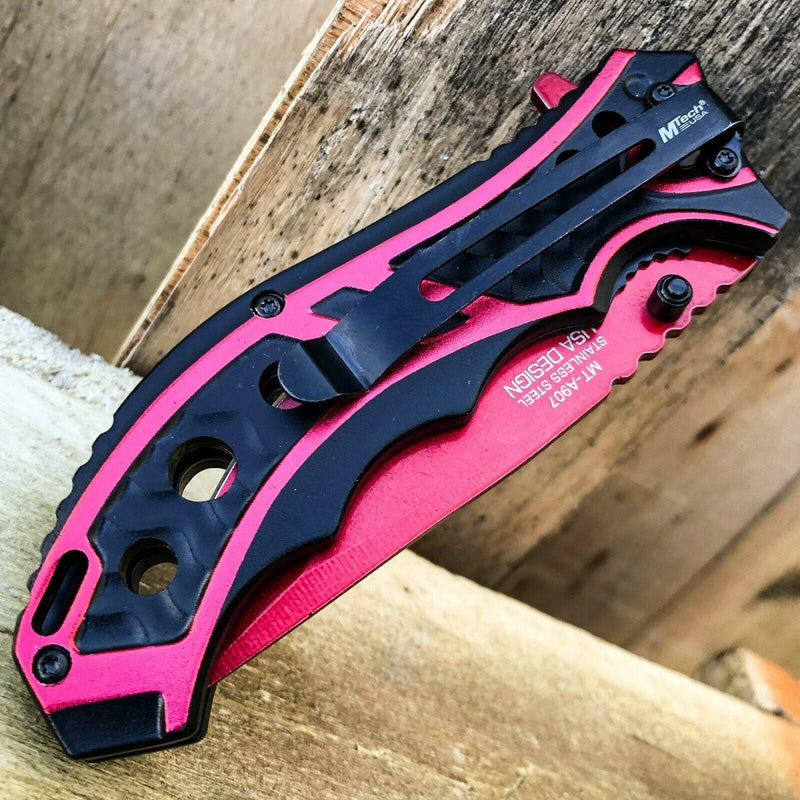 8.25 M-Tech Red Spring OPEN Assisted Tactical Folding Pocket Knife - BLADE ADDICT