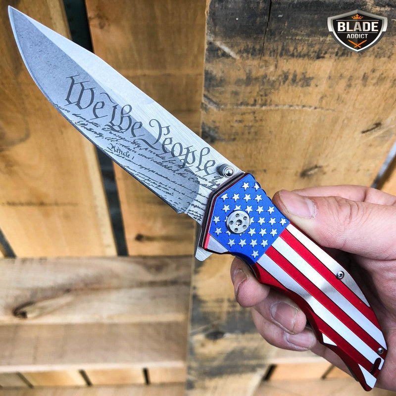 M-Tech USA American Flag Patriotic Pocket Knife - BLADE ADDICT