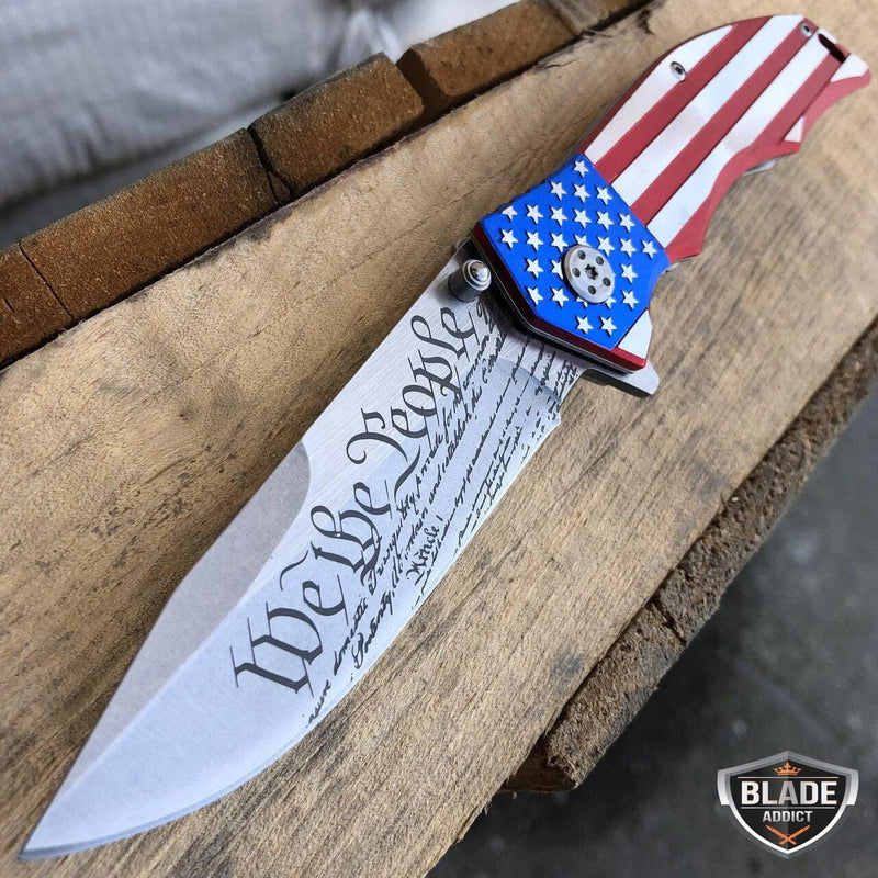 M-Tech USA American Flag Patriotic Pocket Knife - BLADE ADDICT