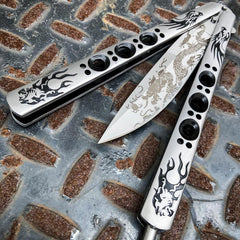 Silver Dragon Striker Balisong Butterfly Knife - BLADE ADDICT