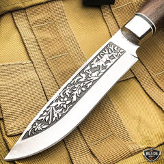 10.5'' Outdoor Fishing Fixed Blade w/ Wood Handle + Nylon Sheath - BLADE ADDICT