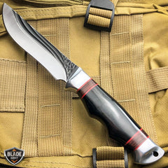 9.5'' Hunting Survival Outdoor Fishing Fixed Blade w/ Wood Handle - BLADE ADDICT
