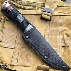 9.5'' Hunting Survival Outdoor Fishing Fixed Blade w/ Wood Handle - BLADE ADDICT