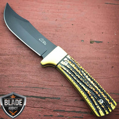 9.5'' Jig Bone Hunting Survival Skinning Fixed Blade Knife Full Tang Army Bowie - BLADE ADDICT