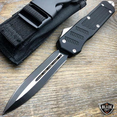 Black Phantom OTF Dual Action Pocket Knife - BLADE ADDICT