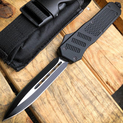 Black Phantom OTF Dual Action Pocket Knife V2 - BLADE ADDICT