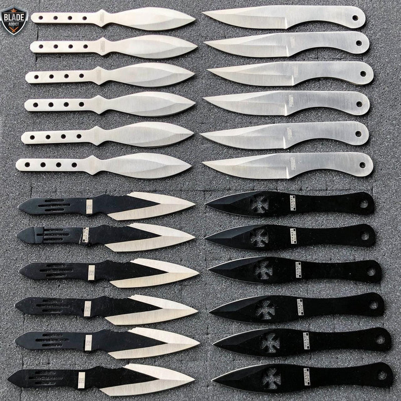 24PC MIXED Ninja Hunting KNIVES Naruto Kunai Throwing Knife Set - BLADE ADDICT