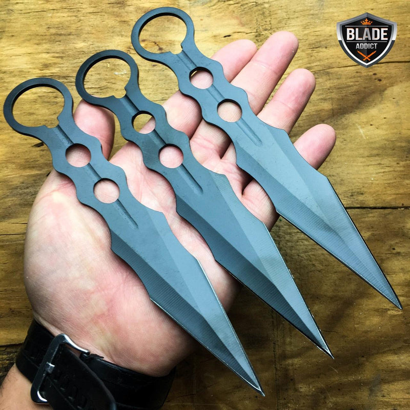 9PC 8'' Tactical Ninja Combat Naruto Kunai Throwing Knife Set Hunting + CASE - BLADE ADDICT