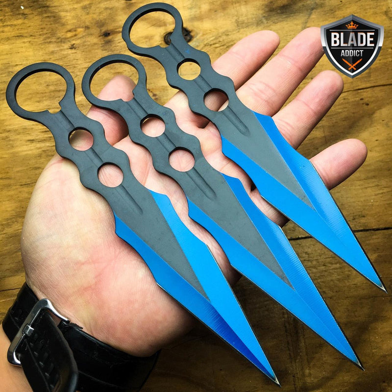 9PC 8'' Tactical Ninja Combat Naruto Kunai Throwing Knife Set Hunting + CASE - BLADE ADDICT