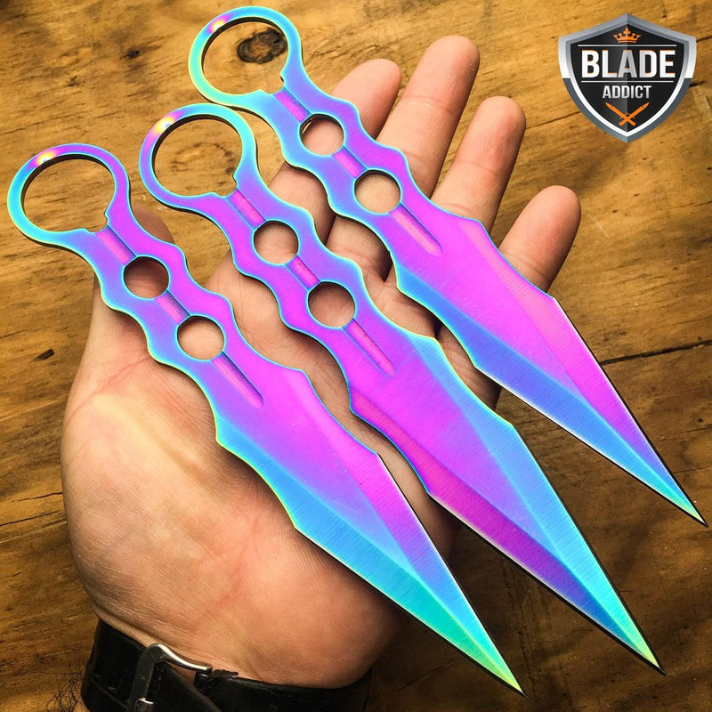 9PC 8'' Tactical Ninja Combat Naruto Kunai Throwing Knife Set Hunting + CASE - BLADE ADDICT