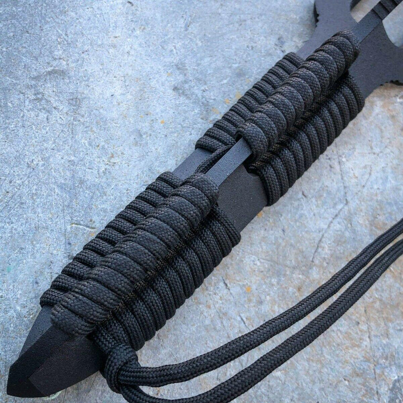 12" Military Tactical Full Tang Fixed Blade Black Tri-Edged Spear Head - BLADE ADDICT