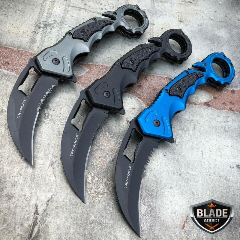 8" Spring Assisted Open Folding Pocket Knife Karambit Claw Combat - BLADE ADDICT