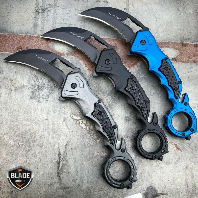 8" Spring Assisted Open Folding Pocket Knife Karambit Claw Combat - BLADE ADDICT