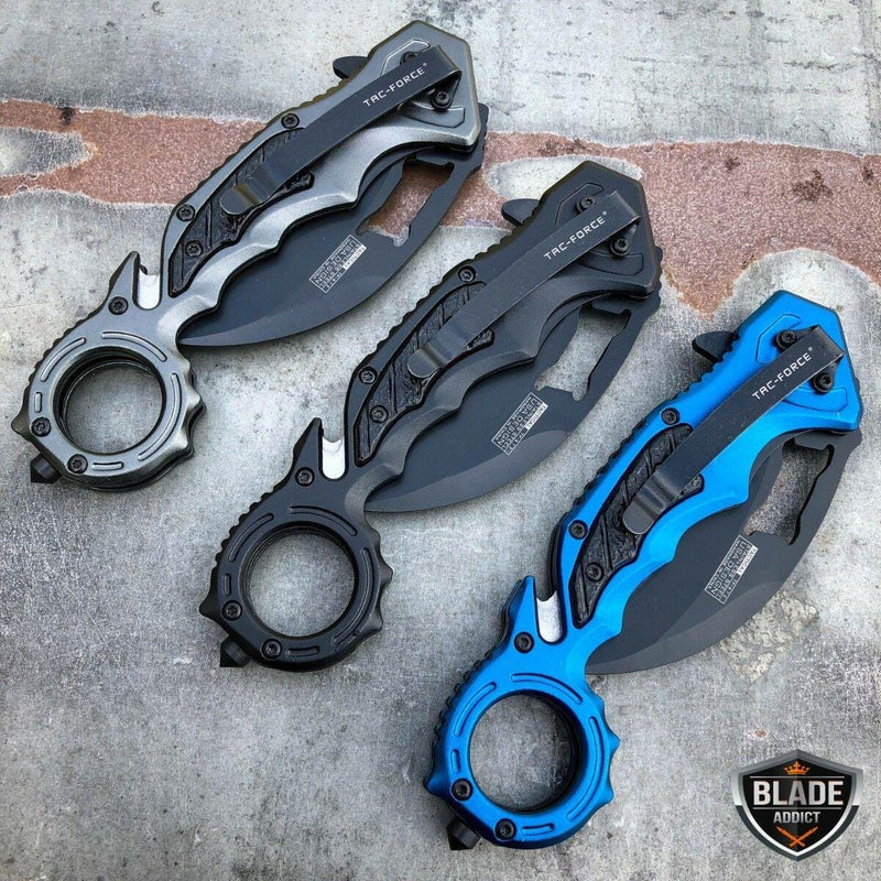 8" Spring Assisted Open Folding Pocket Knife Karambit Claw Combat - BLADE ADDICT
