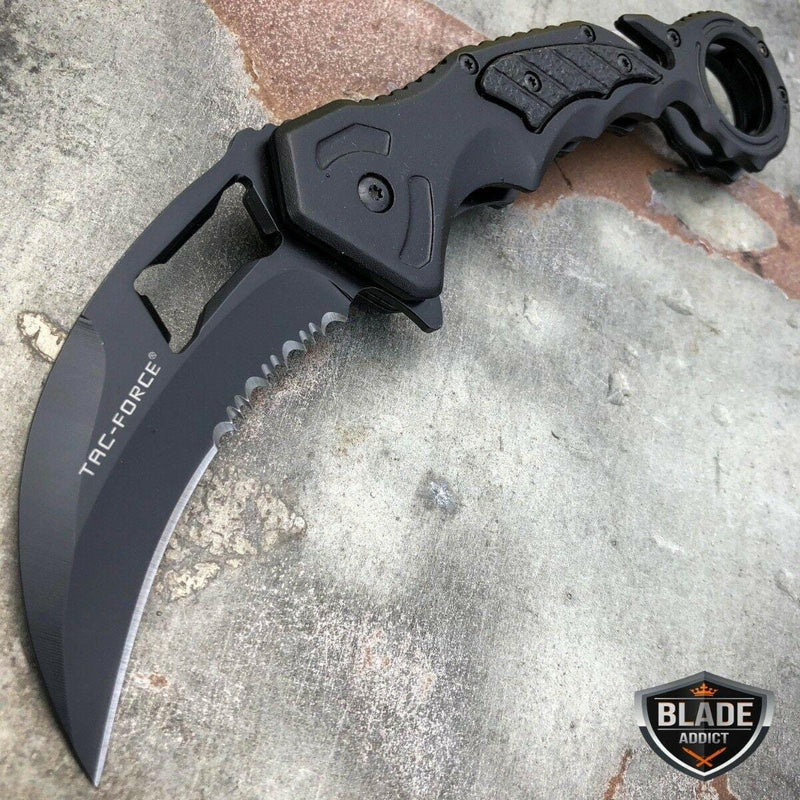 8" Spring Assisted Open Folding Pocket Knife Karambit Claw Combat - BLADE ADDICT