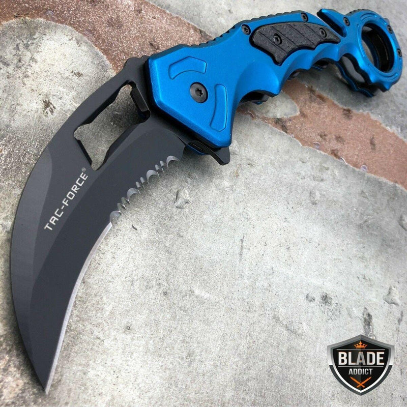 8" Spring Assisted Open Folding Pocket Knife Karambit Claw Combat - BLADE ADDICT
